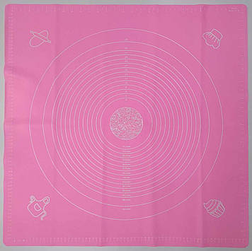 Силіконовий килимок GeN-A14 для розкачування та випікання тіста 70 х 70 см, рожевий