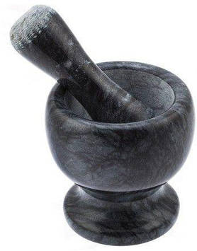 Ступка з пестиком Empire 2138 чорна кам'яна 10 х 10,5 см