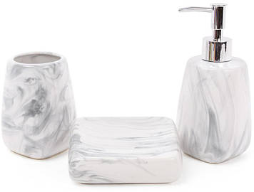 Набір аксесуарів для ванної кімнати Сірий мармур 3 предмети BonaDi 851-248