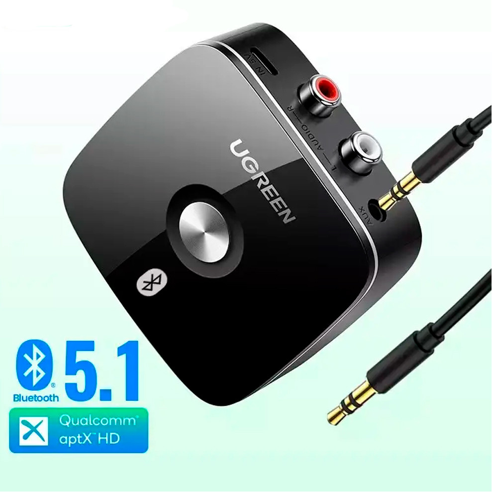 Адаптер UGREEN CM106 Bluetooth 5.1 aptX HD приймач AUX 2RCA та 3.5mm