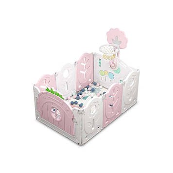Манеж BabyPlayPen Магічний ліс вбудоване баскетбольне кільце 84*123*62 см Рожевий