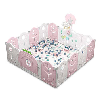 Манеж BabyPlayPen Магічний ліс вбудоване баскетбольне кільце 165*165*62 см Рожевий
