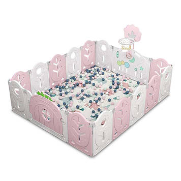 Манеж BabyPlayPen Магічний ліс вбудоване баскетбольне кільце 165*205*62 см Рожевий