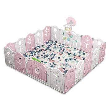 Манеж BabyPlayPen Магічний ліс вбудоване баскетбольне кільце 205*205*62 см Рожевий