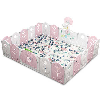 Манеж BabyPlayPen Магічний ліс вбудоване баскетбольне кільце 205*246*62 см Рожевий