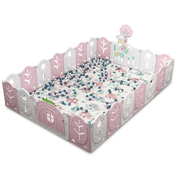 Манеж BabyPlayPen Магічний ліс вбудоване баскетбольне кільце 205*285*62 см Рожевий