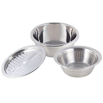 Набір 3 в 1 (міска, друшляк, тертка) з неіржавкої сталі Kamille KM-5125