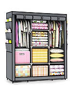 Текстильна складна шафа-гардероб 175×130×45 см, 8 полиць