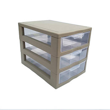 Комод-міні пластиковий 3 яруси 20 Х 19 Х 27 см "Алеана" какао 127014