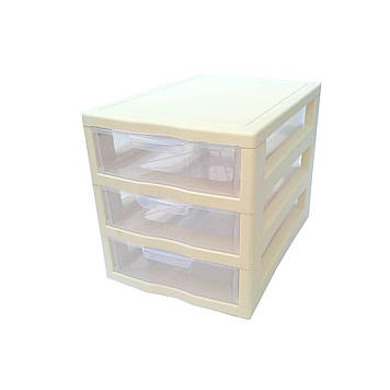 Комод міні пластиковий 3 яруси 20 Х 19 Х 27 см Алеана біла троянда 127014