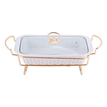 Марміт керамічний Kamille 1.3 л зі скляною кришкою KM 6416