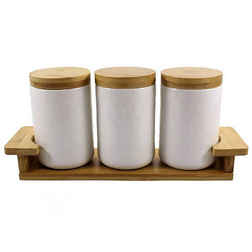 Набір 3-пр банок 500 мл для сипких на підставці Interos PJ02559-S1