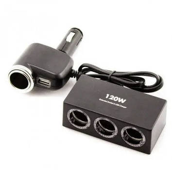 Автомобільний розгалужувач прикурювача OLESSON 1527 (1+3 вогнів, 1 USB)