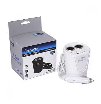 Розгалужувач прикурювача (2 гнізда + 2 USB) OLESSON 1513 White