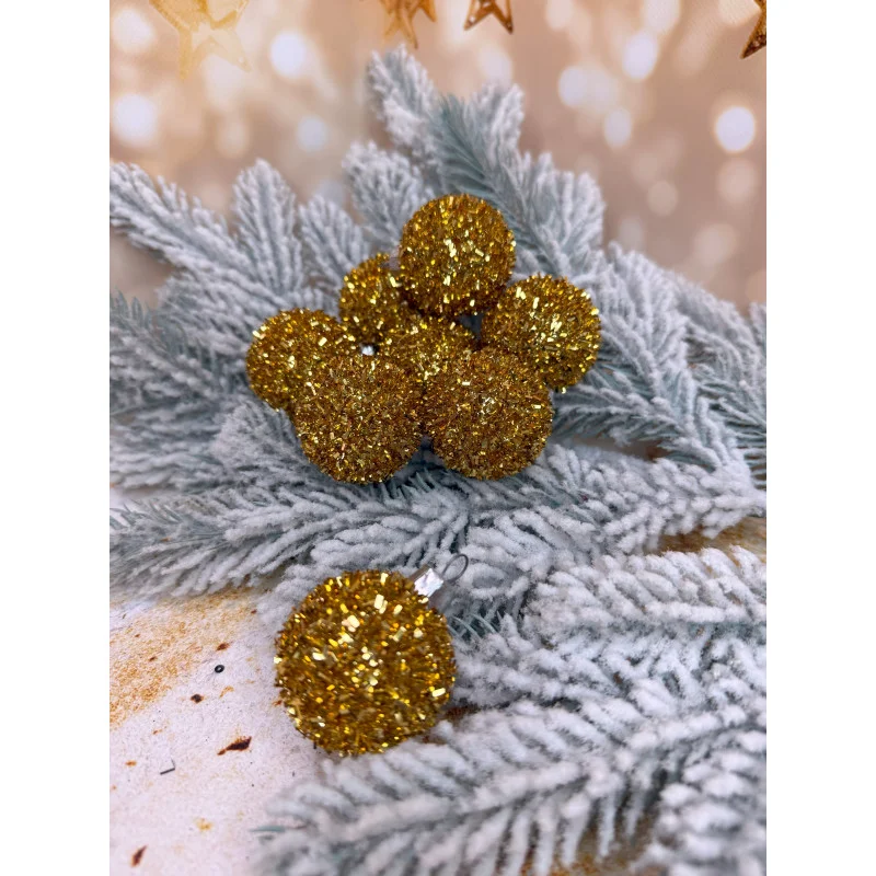 Ялинкові кулі «Їжачок» 40 мм елегантний святковий набір 8 шт Золотий, фото 1