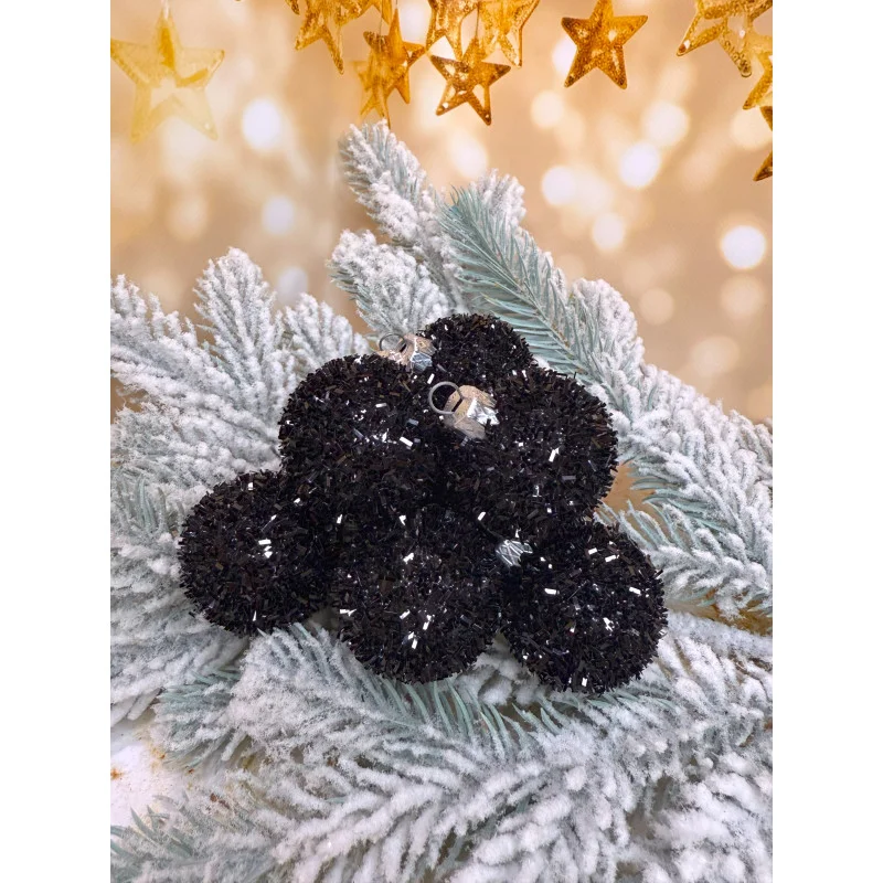 Ялинкові кулі «Їжачок» 40 мм елегантний святковий набір 8 шт Чорний, фото 1