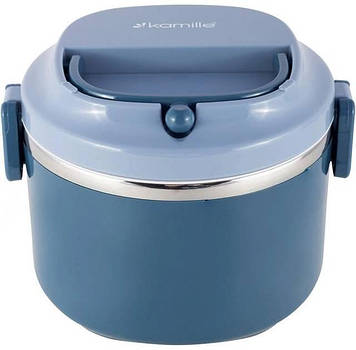 Ланчбокс пластиковий корпус, внутрішня ємність неіржавка сталь Kamille блакитний KM-2135