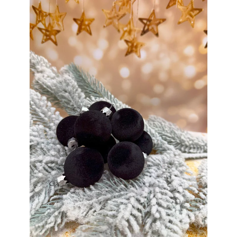 Набір ялинкових кульок «Бархіт» стиль і затишок для вашої ялинки 8 шт Чорний, фото 1