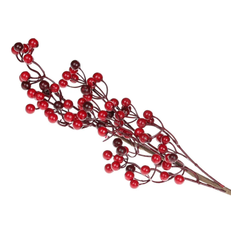 Декоративна гілка з ягодами червоного та бордового кольору, 60 см, фото 1