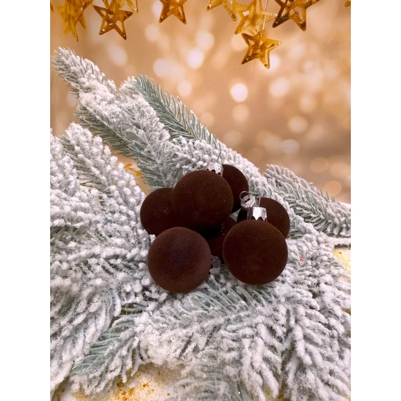 Набір ялинкових куль «Бархіт» стиль і затишок для вашої ялинки 8 шт Коричневий, фото 1