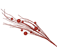 Новорічна декоративна гілка з блискучими ягодами 78 см Червоний