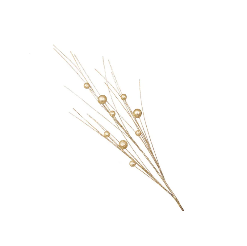 Новорічна декоративна гілка з блискучими ягодами 78 см Шампань, фото 1