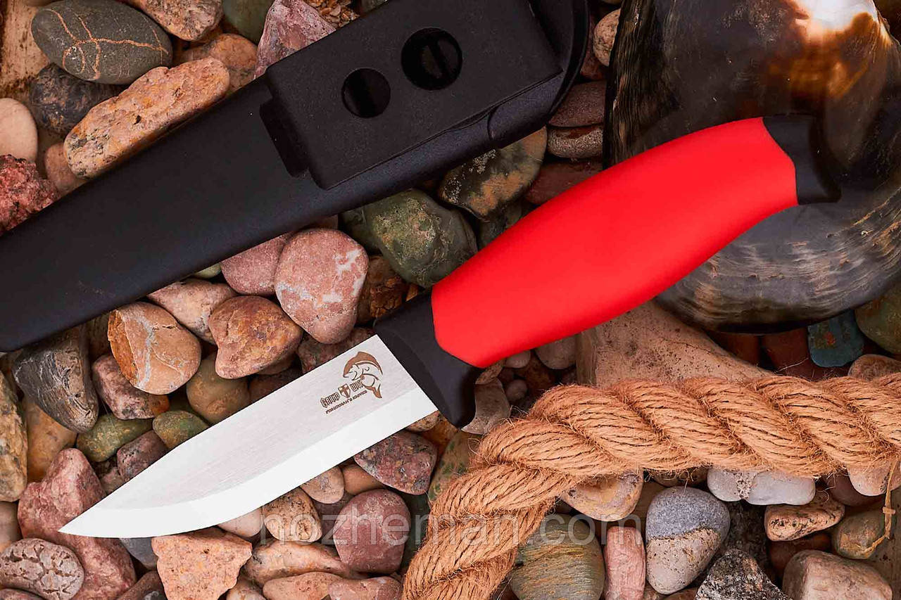 Ніж для полювання та риболовлі Лінь 3 зі сталі 5Cr15MoV, з пластиковим чохлом у комплекті, фото 1