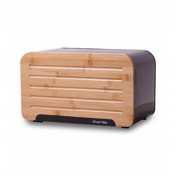 Хлібниця Kamille Bamboo 35х20 см з неіржавкої сталі Чорна KM-1107