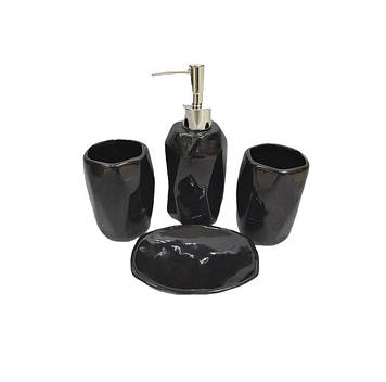 Набір аксесуарів для ванної кімнати Stenson 4 предмети Чорний 00613 TD