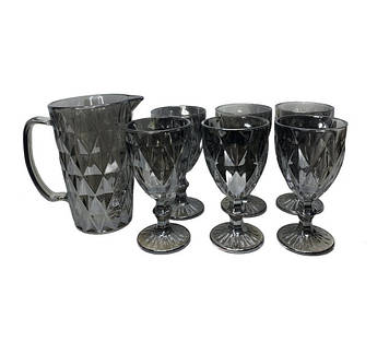 Набір для напоїв 7 предметів (6 келихів + закот) Дзеркальний графіт OLens 01-019