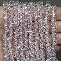 Бусина Рондель 6*4 мм, колір-світло-рожевий АВ, арт 019154, 1-нитка ≈75-80 шт, Світло-рожевий