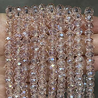 Бусина Рондель 6*4 мм, колір-персиковий АВ, арт 019155, 1-нитка ≈75-80 шт, Персиковий