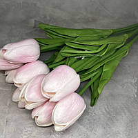 Букет з 10 штучних тюльпанів (латекс) довжина 33 см, бутон ≈4,5 см, світло-рожевий , арт 019177, Світло-рожевий