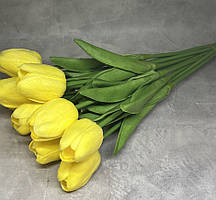 Букет з 10 штучних тюльпанів (латекс) довжина 33 см, бутон ≈4,5 см, жовтий , арт 019179, Жовтий