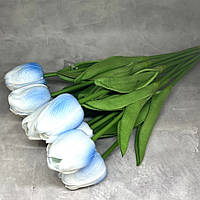 Букет з 10 штучних тюльпанів (латекс) довжина 33 см, бутон ≈4,5 см, бело-голубой , арт 019180, Різнокольоровий