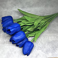 Букет з 10 штучних тюльпанів (латекс) довжина 33 см, бутон ≈4,5 см, синий , арт 019181, Синій