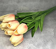 Букет з 10 штучних тюльпанів (латекс) довжина 33 см, бутон ≈4,5 см, жовто-персиковий , арт 019183, Різнокольоровий