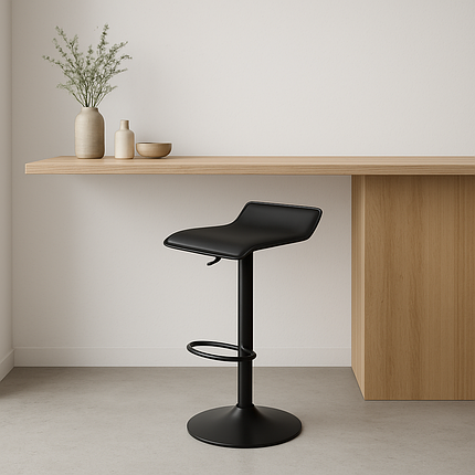 Барний стілець Leobert Fort екошкіра чорна основа, фото 1