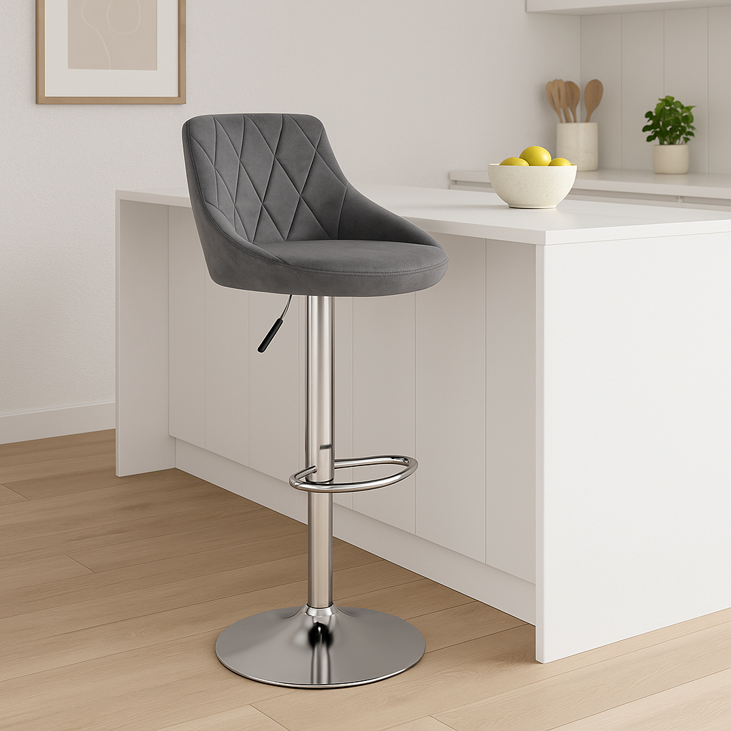 Барний стілець Leobert Kast зі спинкою сірий