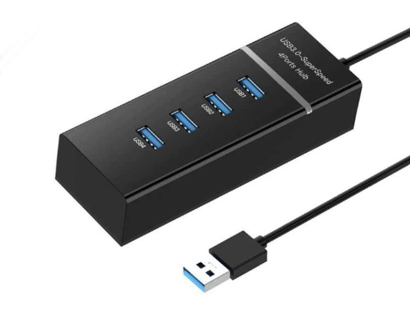 Розгалужувач USB HUB 3.0 на 4 порти 30 см Чорний, фото 1