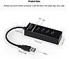 Розгалужувач USB HUB 3.0 на 4 порти 30 см Чорний, фото 3