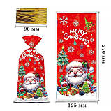 Набір новорічних пакетів "Веселий Санта" 270х125 мм - 50 шт. (Мікс Дизайнів), фото 2