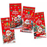 Набір новорічних пакетів "Веселий Санта" 270х125 мм - 50 шт. (Мікс Дизайнів), фото 3