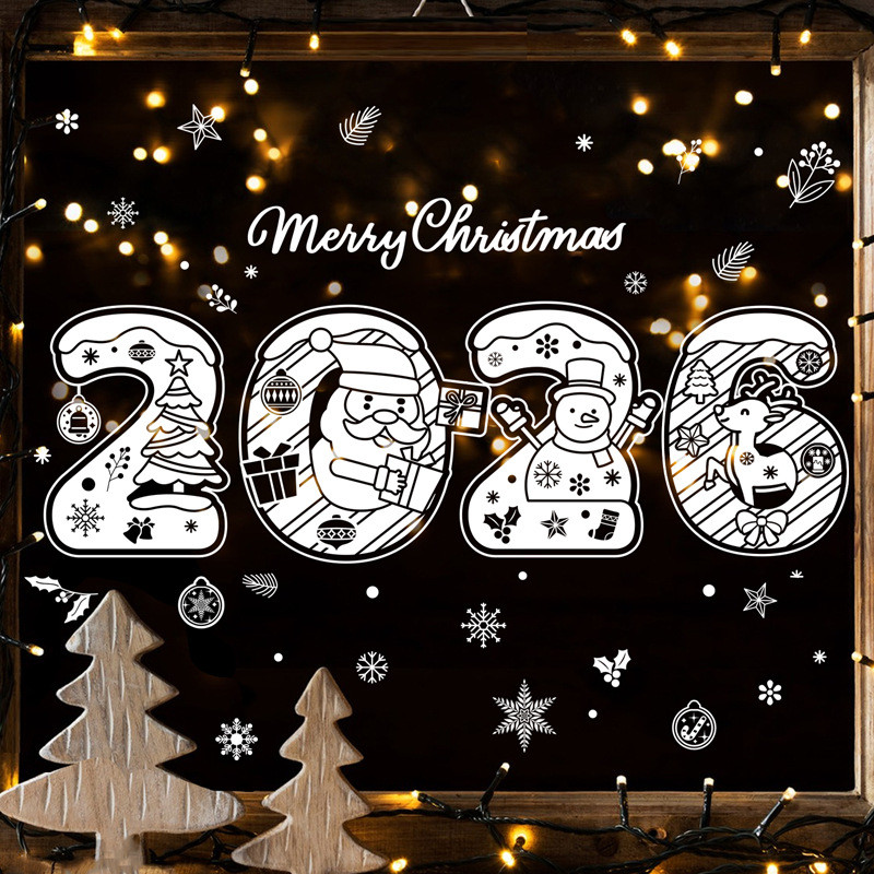 Новорічний декор для вікон та дзеркал Christmas Window Stickers Merry Christmas 2026 (BQ 142), фото 1