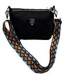 Клатч нейлоновий через плече з кольоровим ремінцем Italian Bags 24x9x16 см Чорний (id_629), фото 2