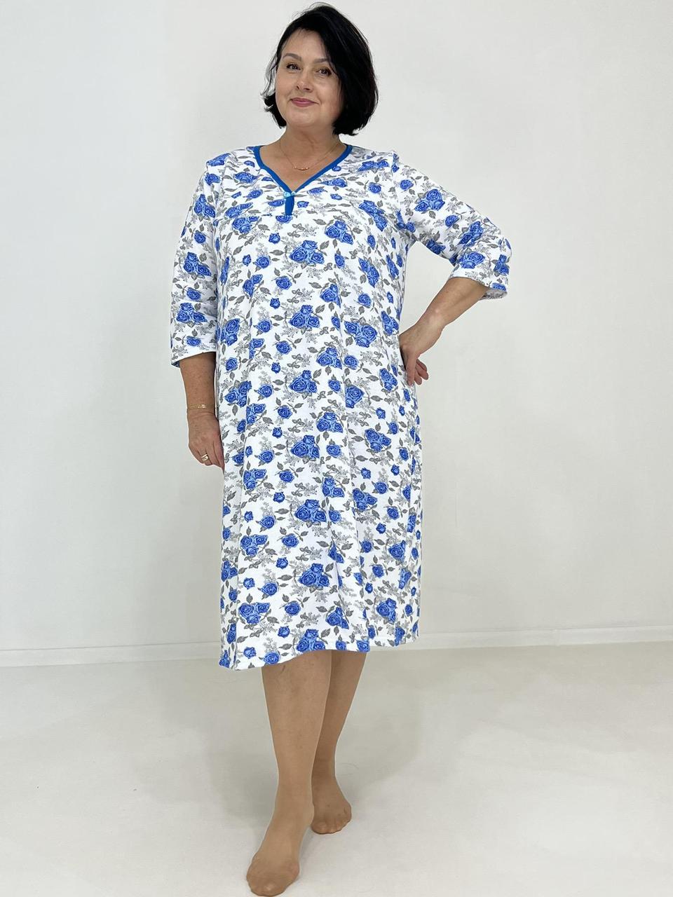 Нічна сорочка жіноча Triko Синя троянда 50-52 Різнокольоровий (72033122-1), фото 1