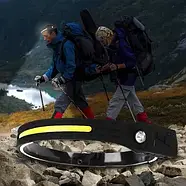 Ліхтарик налобний Bailong BL-G28 XPE+COB з акумулятором і USB зарядкою, фото 9