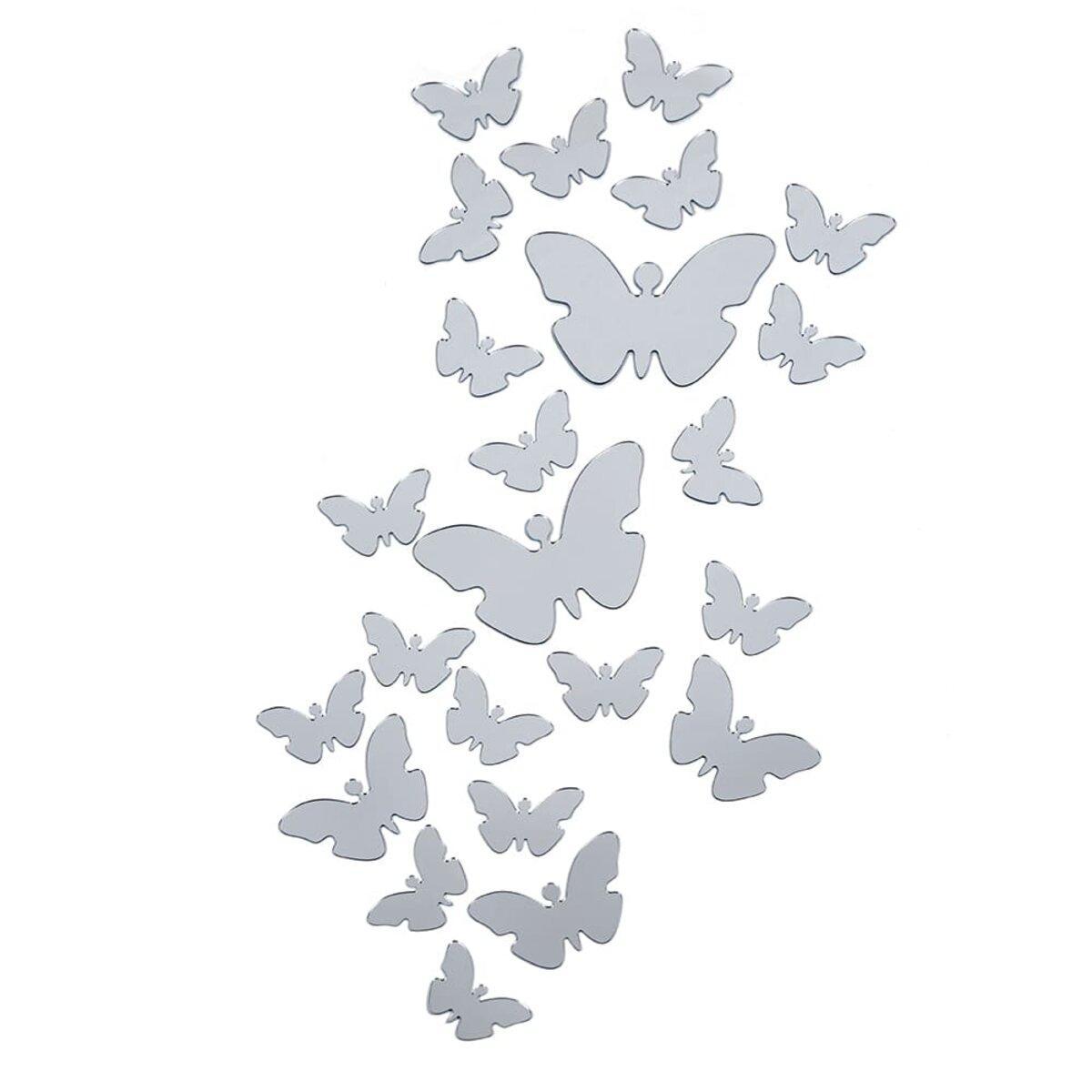 Наліпка на стіну акрилові дзеркальний Метелики-S сріблясті, 25 шт товщина 2 мм(260х340), фото 1