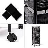 Етажерка мобільна п'ятиярусна універсальна з металу квадратна 26,5Х26,5Х95см Чорна SW-00002100, фото 5