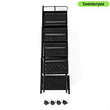 Етажерка мобільна п'ятиярусна універсальна з металу квадратна 26,5Х26,5Х95см Чорна SW-00002100, фото 6